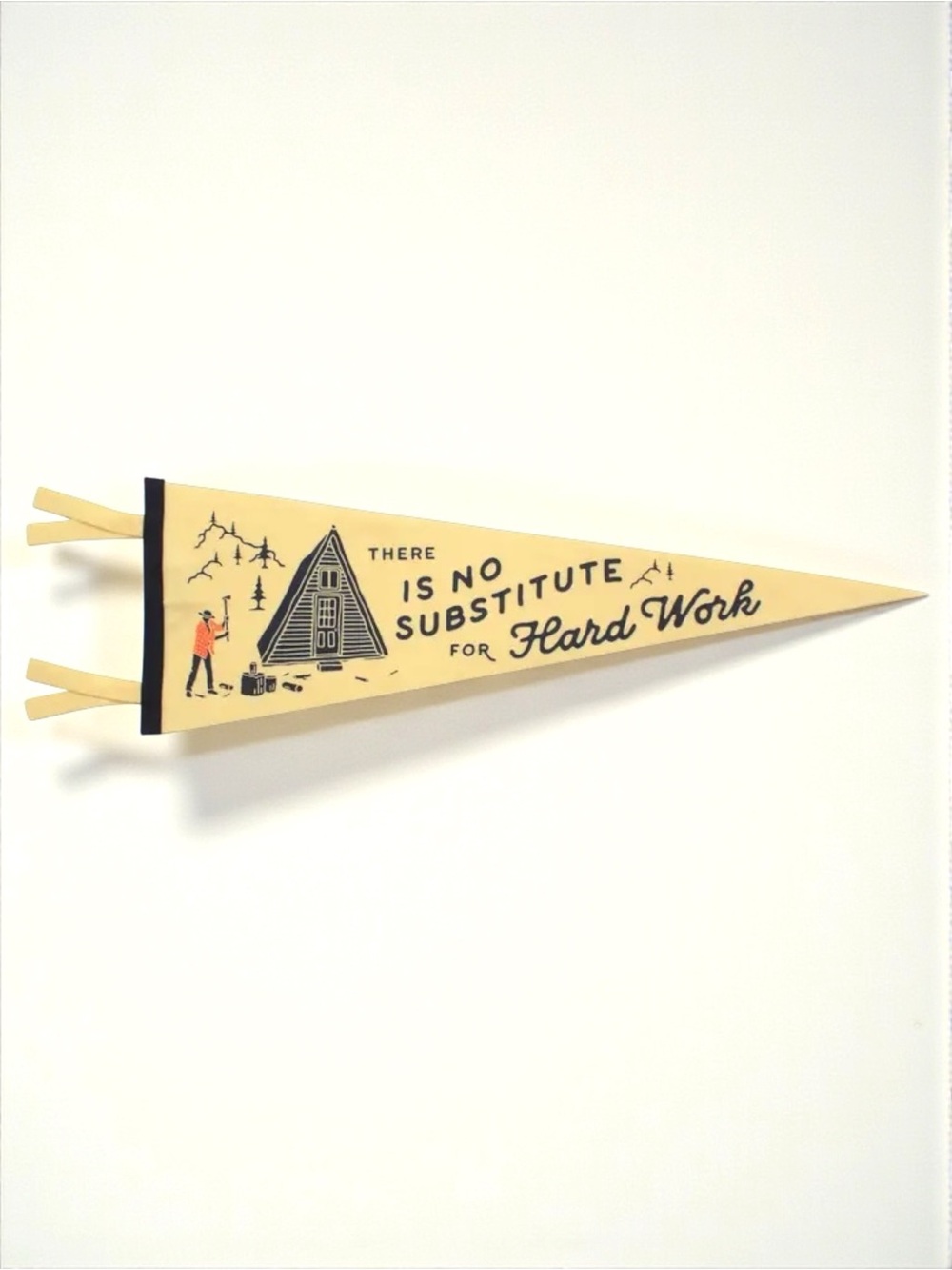 Hard Work Quote Camp Flag Oxford Pennant Rustic Lodge Wall Decor NWT